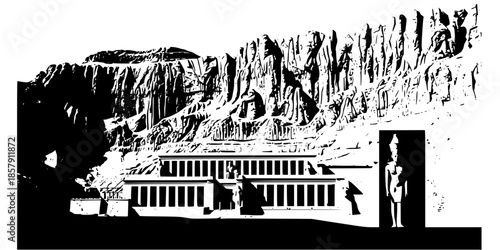 Mortuary Temple of Hatshepsut Deir el-Bahari Silhouette