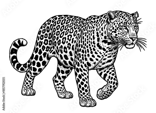 Leopard against white background