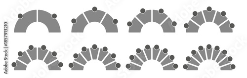 Half circle infographic PNG. Diagram template process flow data presentation business vector chart.