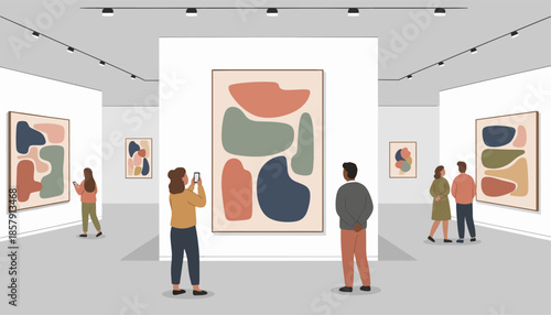 Art lovers enjoying an exhibition in a gallery