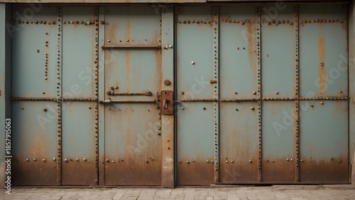 Rusty Industrial Metal Door with Weathered Texture
