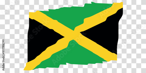 Waving Flag of Jamaica. Jamaican national symbol in official colors. Template icon. Abstract vector background. Fluttering effect.