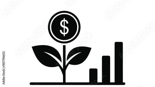 A growing plant with a dollar sign symbol representing financial growth and investment success