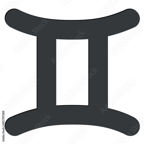 Zodiac horoscope. Gemini astrological icon symbol. Stylized star sign esoteric. Simple line vector illustration.
