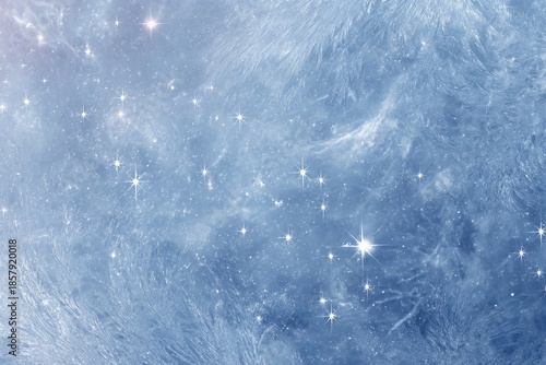 Frosty blue pattern with shimmering sparkles, resembling ice formations