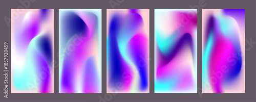 Gradient The 3D Memphis Style mesh cover set of backgrounds The Clean Style texture foil pearl shades. Abstract 3D gradient with holographic foil. 90s, 80s retro style