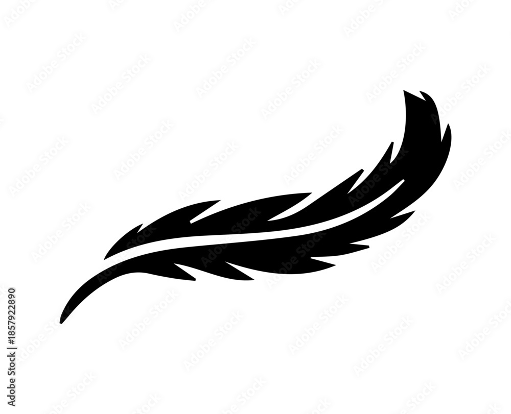 Fototapeta premium Stylized feather silhouette with elegant curve