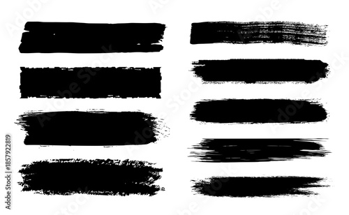 Billede på lærred Collection of paint brush strokes, hand drawn brush stroke