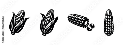 Agriculture vector icons set: corn symbols for farming and harvest visuals