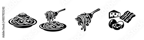 Italian cuisine vector icons set: pasta, cooking, and food symbols