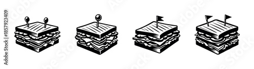 Food vector icons set: sandwich symbols for culinary and meal design