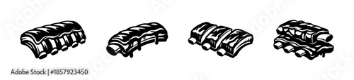 Barbecue vector icons set: grill, meat, cookout symbols