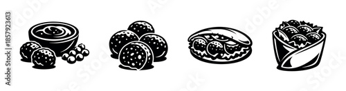 Middle eastern cuisine vector icons set. food symbols and culinary graphics