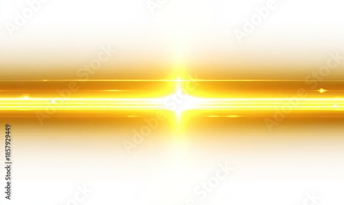 Bright golden lens flare effect centered horizontally against a blurred white background
