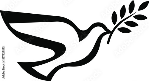 Peace dove carrying an olive branch flat design