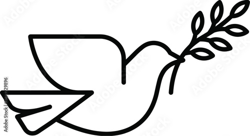 Peace dove carrying an olive branch flat design