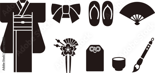 Seijin no Hi Flat Design Japanese Icons