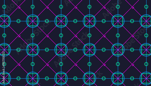 Neon Geometric Pattern Seamless Vector Background