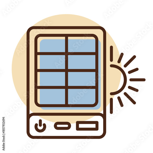 Portable solar power bank outline vector icon