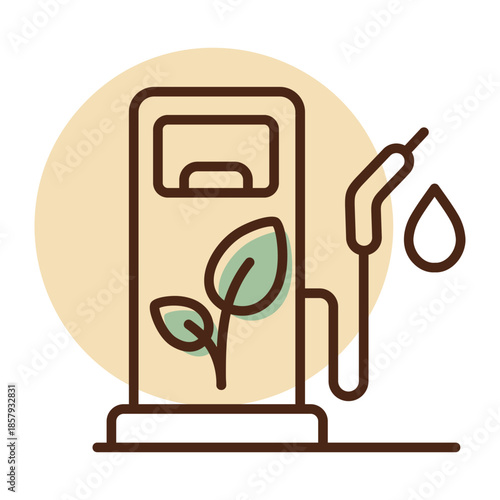 Biofuel filling station outline vector icon