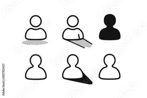 Shadow Line Icons. Line style icons of Shadow: soft shadow patch, long cast shade, silhouette shape, diffused outline, angled