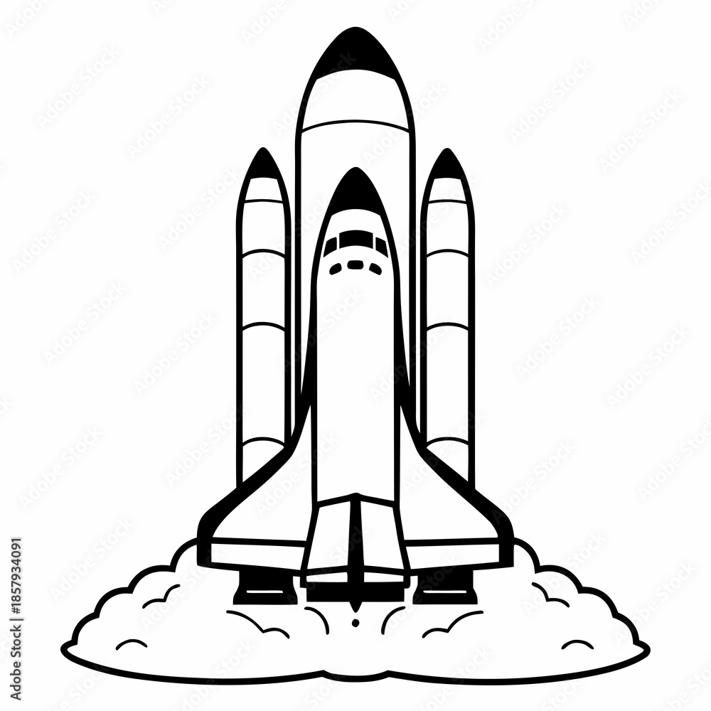 Obraz premium Simple Flat Rocket Vector Illustration