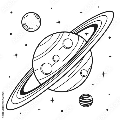Abstract Space Planet Flat Vector Icon