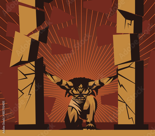 samson toppling the temple pillars