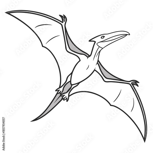Pterodactyl Dinosaur Flat Vector Design
