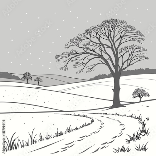 Peaceful Snow Covered Winter Field