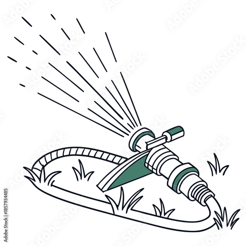 Irrigation Lawn Sprinkler Flat Icon