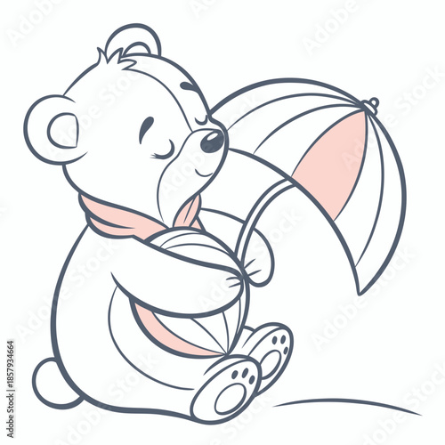 Cute Flat Teddy Bear Toy Illustration