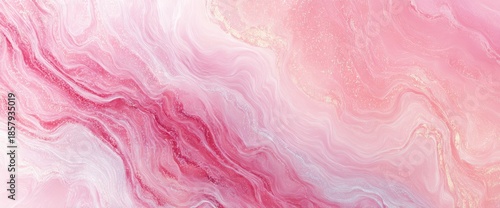 Fluid abstract of pinks, whites, and subtle golden swirls create soft waves