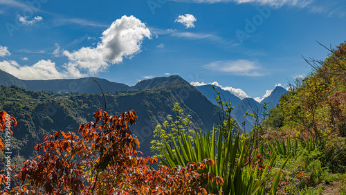 Fotografija Mafate Circus Galets river and mountains in Reunion Island in Indian Ocean