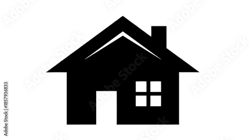 Vector illustration of a black house icon on a transparent background