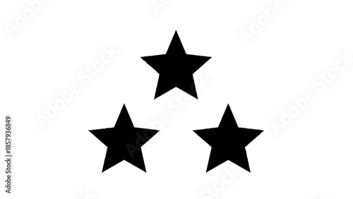 Vector illustration of three black stars on transparent background, abstract graphic symbol