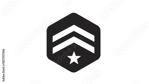 Vector illustration of chevron insignia with star on transparent background
