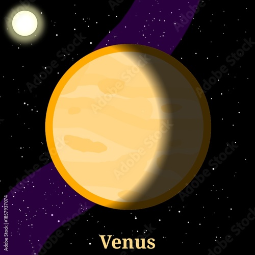 Planet Venus Illustration (Second Planet From The Sun and Also The Hottest One in The Solar System) – Solar System Planet Illustration