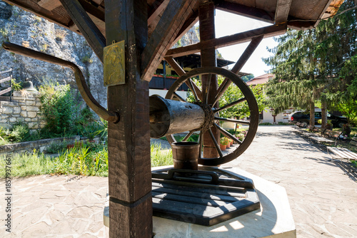 Old Wooden Water Well at Basarbovo Monastery