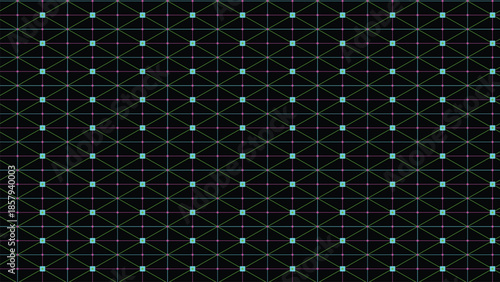 Abstract digital grid pattern with glowing dots and connecting lines on a dark background, representing technology and network structure vector 