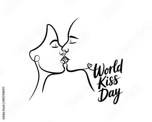 Happy Kiss Day, February 13th, as part of Valentines Week, and July 6th, as International Kissing Day, Kiss Day Dates Part of Valentines Week, celebrated by couples World kiss day vector design