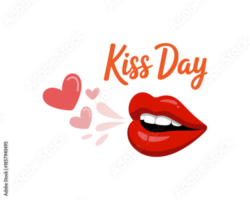 Happy Kiss Day, February 13th, as part of Valentines Week, and July 6th, as International Kissing Day, Kiss Day Dates Part of Valentines Week, celebrated by couples World kiss day vector design