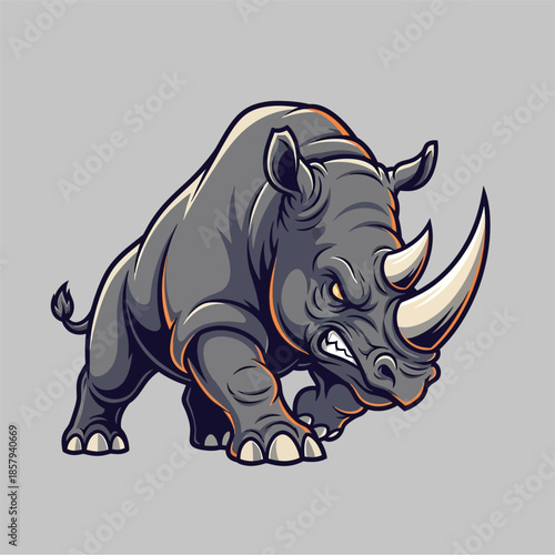 Angry Charging Rhinoceros Mascot Vector