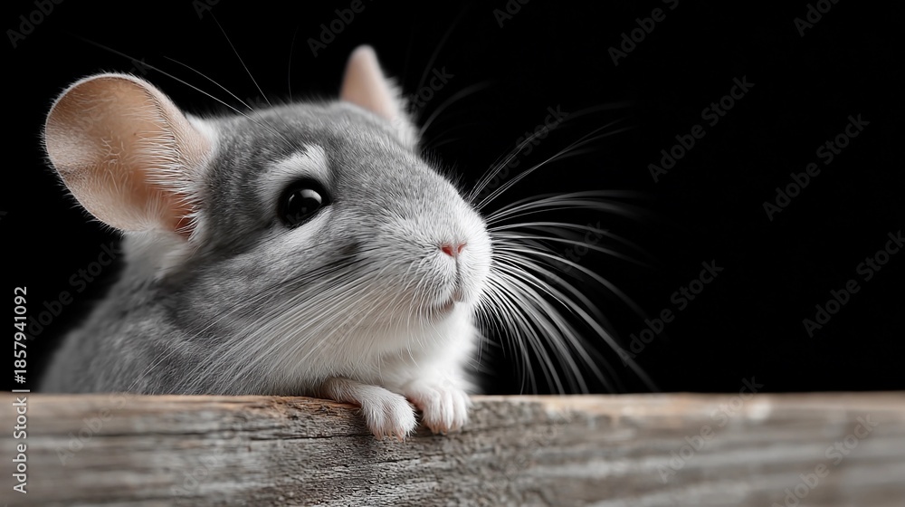Obraz premium A chinchilla is looking at the camera