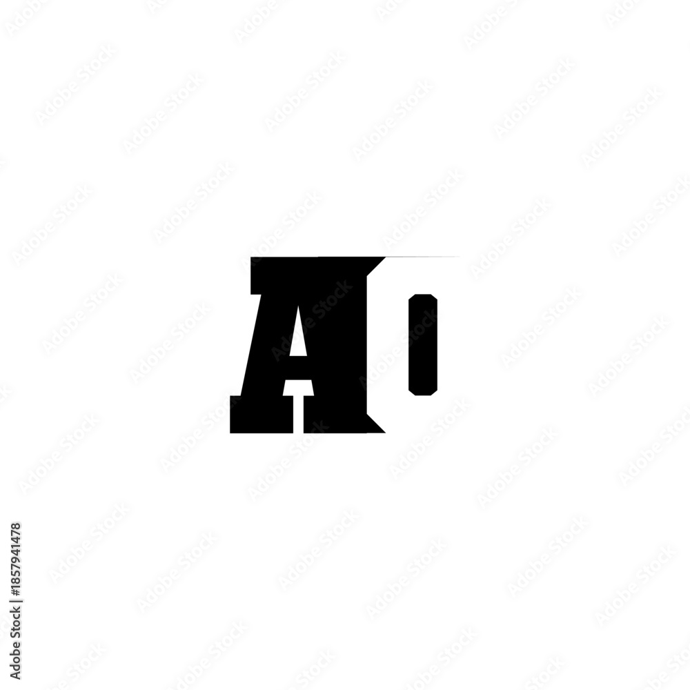 Obraz premium AO Negative Space Monogram Logo – Modern Minimal Lettermark Design