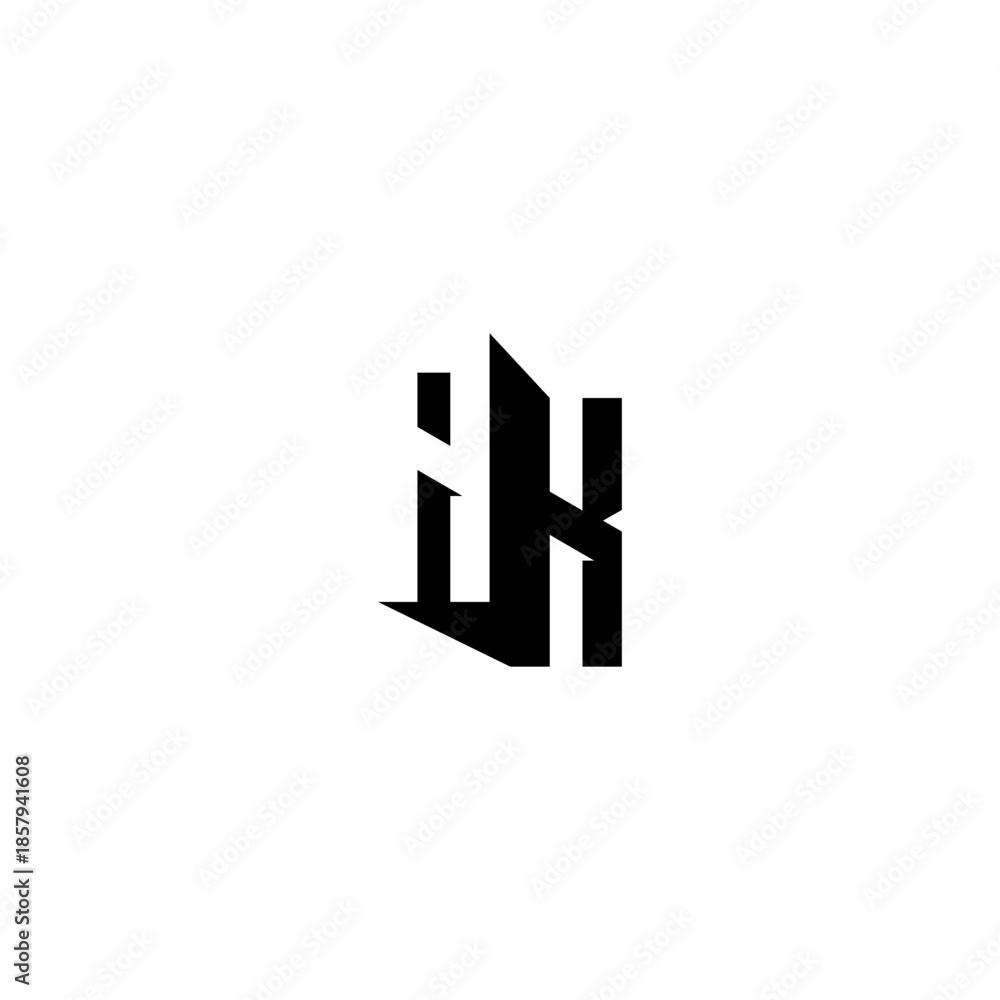 Fototapeta premium AK Negative Space Monogram Logo – Modern Minimal Lettermark Design
