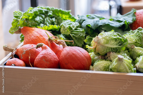 Fresh produce at a sustainable market display