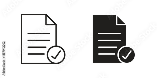 Accept document icons. Outline and filled icons. Vector Graphic. EPS 10