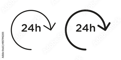 24 Hrs icons. Outline and filled icons. Vector Graphic. EPS 10