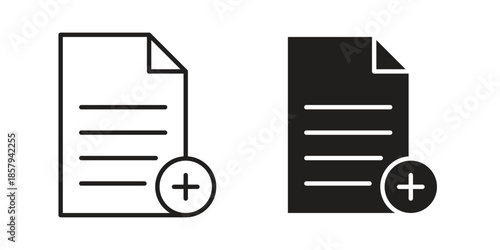 Add document icons. Outline and filled icons. Vector Graphic. EPS 10